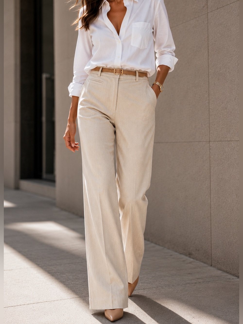New York & Company 7th Avenue Beige Tall Bootcut Stretch Dress Pants Size 0